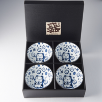 Thumbnail for Bowl Set 4pcs Maneki Cat Blue Design