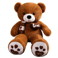 Thumbnail for NNECN Huge 100cm Brown Giant Teddy Bear Toys Stuffed Animals Soft Plush Cotton Scarf Bear Hold Pillow Doll