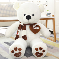 Thumbnail for NNECN Huge 100cm White Giant Teddy Bear Toys Stuffed Animals Soft Plush Cotton Scarf Bear Hold Pillow Doll
