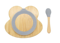 Thumbnail for Bamboo Kids Children Baby Plate Bowl & Silicon Suction Cap Base & Spoon - Frog