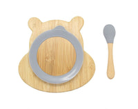 Thumbnail for Bamboo Kids Children Baby Plate Bowl & Silicon Suction Cap Base & Spoon - Hippo
