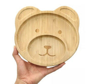Thumbnail for Bamboo Kid Child Baby Plate Bowl & Silicon Suction Cap Base & Spoon - Teddy Bear