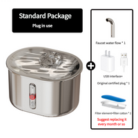Thumbnail for Standard Package Stainless Steel Pet Water Fountain with Faucet Flow and USB Plug