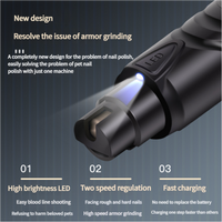 Thumbnail for Dual-Speed Pet Nail Grinder with LED Light, USB Rechargeable, 5000-7500 RPM for Safe and Painless Grooming