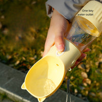 Thumbnail for Yellow Portable Dog Water Bottle with Built-in Bowl Dispenser - 250ml Water,180ml Food Capacity, Leak-proof for Travel and Walks