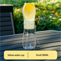 Thumbnail for Portable Dog Water Bottle with Bowl Dispenser - 380ml Yellow Pet Travel Cup, Leak-proof, One-Hand Operation