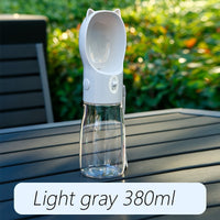 Thumbnail for Portable Dog Water Bottle with Bowl Dispenser-380ml Grey Pet Travel Cup, Leak-proof, One-Hand Operation