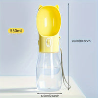 Thumbnail for Portable Dog Water Bottle with Bowl Dispenser-500ml Yellow Pet Travel Cup, Leak-proof, One-Hand Operation