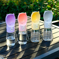 Thumbnail for Portable Dog Water Bottle with Bowl Dispenser-500ml Yellow Pet Travel Cup, Leak-proof, One-Hand Operation