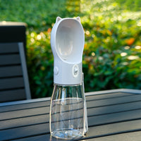 Thumbnail for Portable Dog Water Bottle with Bowl Dispenser-500ml Grey Pet Travel Cup, Leak-proof, One-Hand Operation