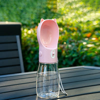 Thumbnail for Portable Dog Water Bottle with Bowl Dispenser-500ml Pink Pet Travel Cup, Leak-proof, One-Hand Operation