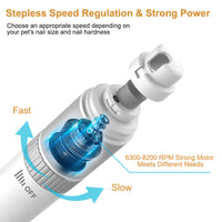Thumbnail for Rechargeable Pet Nail Grinder with Quiet Motor and LED Lights- USB Charging, Two-Speed Settings