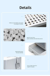 Thumbnail for Top-Entry Cat Litter Box with Drawer - Enclosed Design, Easy Clean, Odor Control, Anti-Tracking Lid Grey