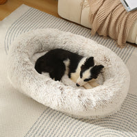 Thumbnail for Fluffy Donut-Shaped Pet Bed- Soft, Cozy, and Anti-Anxiety for Dogs and Cats, Machine Washable  Gradient Coffee  Size:S 60*50*18cm