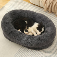 Thumbnail for Fluffy Donut-Shaped Pet Bed- Soft, Cozy, and Anti-Anxiety for Dogs and Cats, Machine Washable Dark Gray  Size:L 90*65*20cm
