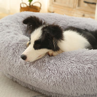 Thumbnail for Fluffy Donut-Shaped Pet Bed- Soft, Cozy, and Anti-Anxiety for Dogs and Cats, Machine Washable  Light Gray  Size:S 60*50*18cm