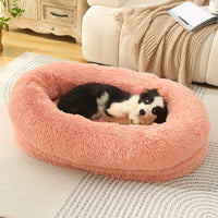 Thumbnail for Fluffy Donut-Shaped Pet Bed- Soft, Cozy, and Anti-Anxiety for Dogs and Cats, Machine Washable  blush pink  Size:L 90*65*20cm