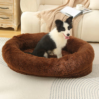 Thumbnail for Fluffy Donut-Shaped Pet Bed- Soft, Cozy, and Anti-Anxiety for Dogs and Cats, Machine Washable  Coffee  Size:L 90*65*20cm