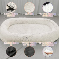 Thumbnail for Fluffy Donut-Shaped Pet Bed- Soft, Cozy, and Anti-Anxiety for Dogs and Cats, Machine Washable  Coffee  Size:L 90*65*20cm