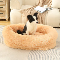 Thumbnail for Fluffy Donut-Shaped Pet Bed- Soft, Cozy, and Anti-Anxiety for Dogs and Cats, Machine Washable  Apricot Size:S 60*50*18cm