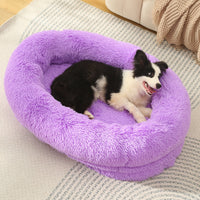 Thumbnail for Fluffy Donut-Shaped Pet Bed- Soft, Cozy, and Anti-Anxiety for Dogs and Cats, Machine Washable  Purple  Size:L 90*65*20cm