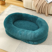 Thumbnail for Fluffy Donut-Shaped Pet Bed- Soft, Cozy, and Anti-Anxiety for Dogs and Cats, Machine Washable  cyan blue Size:S 60*50*18cm