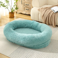 Thumbnail for Fluffy Donut-Shaped Pet Bed- Soft, Cozy, and Anti-Anxiety for Dogs and Cats, Machine Washable  Emerald Green Size:M 75*55*18cm