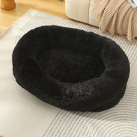 Thumbnail for Fluffy Donut-Shaped Pet Bed- Soft, Cozy, and Anti-Anxiety for Dogs and Cats, Machine Washable  Black Size:M 75*55*18cm