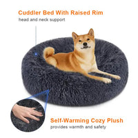 Thumbnail for Calming Donut Pet Bed -Soft Faux Fur, Anti-Anxiety Fluffy Round Bed for Cats and Small Dogs (Light Brown)40cm
