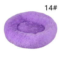 Thumbnail for Calming Donut Pet Bed -Soft Faux Fur, Anti-Anxiety Fluffy Round Bed for Cats and Small Dogs (Purple)40cm