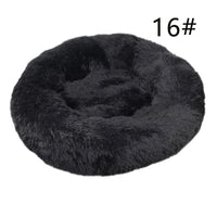 Thumbnail for Calming Donut Pet Bed -Soft Faux Fur, Anti-Anxiety Fluffy Round Bed for Cats and Small Dogs (Black)40cm