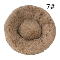 Thumbnail for Calming Donut Pet Bed -Soft Faux Fur, Anti-Anxiety Fluffy Round Bed for Cats and Small Dogs (khaki)50cm
