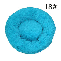 Thumbnail for Calming Donut Pet Bed -Soft Faux Fur, Anti-Anxiety Fluffy Round Bed for Cats and Small Dogs (blue)40cm