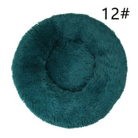 Thumbnail for Calming Donut Pet Bed -Soft Faux Fur, Anti-Anxiety Fluffy Round Bed for Cats and Small Dogs (cyan blue)40cm