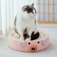 Thumbnail for Pink Pig Cat Scratcher Bed - Cute Animal Design Sisal Pad for Scratching & Resting 40*40*10cm