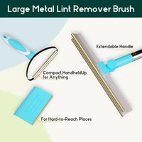 Thumbnail for Pet Hair Removal Tool Set -Multi-Purpose Sweeper with Scraper and Handheld Fur Remover Blue