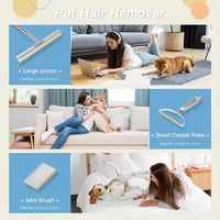 Thumbnail for Pet Hair Removal Tool Set - Multi-Purpose Sweeper with Scraper and Handheld Fur Remover  Grey