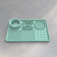 Thumbnail for Multi-Functional Slow Feeder Mat for Dogs- Anti-Slip Lick Pad with Multiple Textures Rectangle 2PCS (Grey & Green)