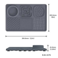 Thumbnail for Multi-Functional Slow Feeder Mat for Dogs- Anti-Slip Lick Pad with Multiple Textures Rectangle 2PCS (Grey & Green)
