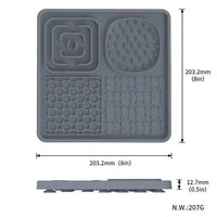 Thumbnail for Multi-Functional Slow Feeder Mat for Dogs- Anti-Slip Lick Pad with Multiple Textures Square 2PCS (Black & Grey)