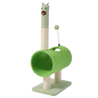Thumbnail for Interactive Cat Tunnel & Scratching Post with Spring Toy - Cozy Playtime for Kittens green 35*23*71cm