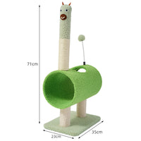 Thumbnail for Interactive Cat Tunnel & Scratching Post with Spring Toy - Cozy Playtime for Kittens green 35*23*71cm