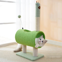 Thumbnail for Interactive Cat Tunnel & Scratching Post with Spring Toy - Cozy Playtime for Kittens green 35*23*71cm