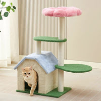 Thumbnail for Floral Cat Tree with Cozy Hideaway and Scratching Posts (50x38x90 cm)
