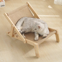 Thumbnail for Adjustable Wooden Cat Lounge Chair - Comfortable Woven Hammock for Cats