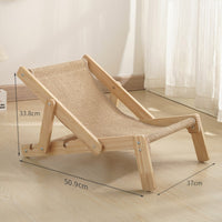 Thumbnail for Adjustable Wooden Cat Lounge Chair - Comfortable Woven Hammock for Cats