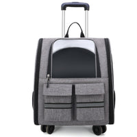 Thumbnail for Grey 3-in-1 Pet Carrier: Rolling Backpack with Collapsible Design