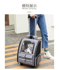 Thumbnail for Grey 3-in-1 Pet Carrier: Rolling Backpack with Collapsible Design