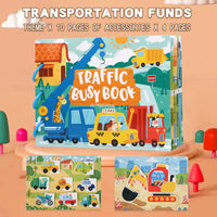 Thumbnail for Interactive Busy Book Set - 2-pack of educational activity books for preschoolers on transport and animals