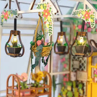 Thumbnail for Dollhouse Miniature DIY Greenhouse Kit - Garden House with LED Lights